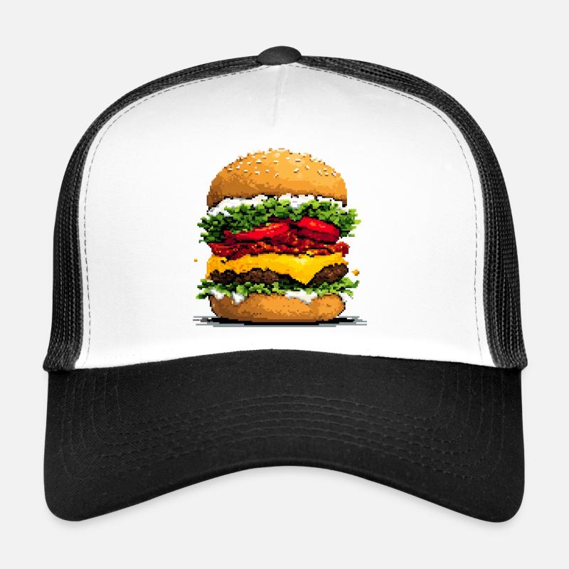Pixelhamburger Retro Pixel Art - Trucker Cap - white/black