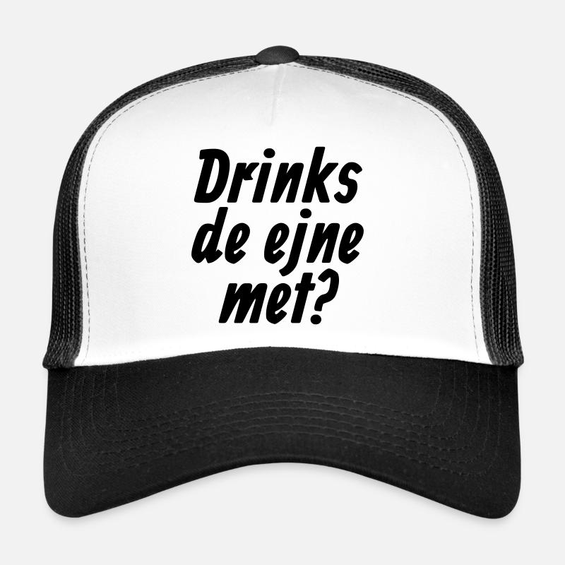 Drinks de ejne met - Et Kölsche Jrundjesetz §10 - Trucker Cap - Weiß/Schwarz