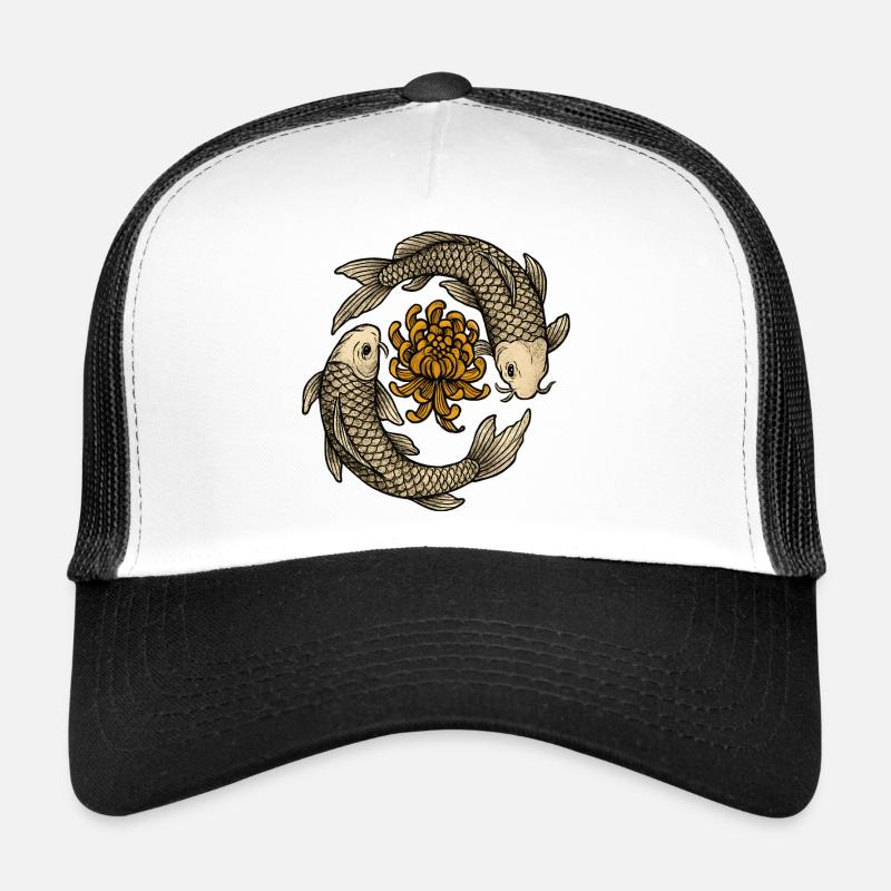 Koi Circuit Chrysanthemums - Trucker Cap - white/black
