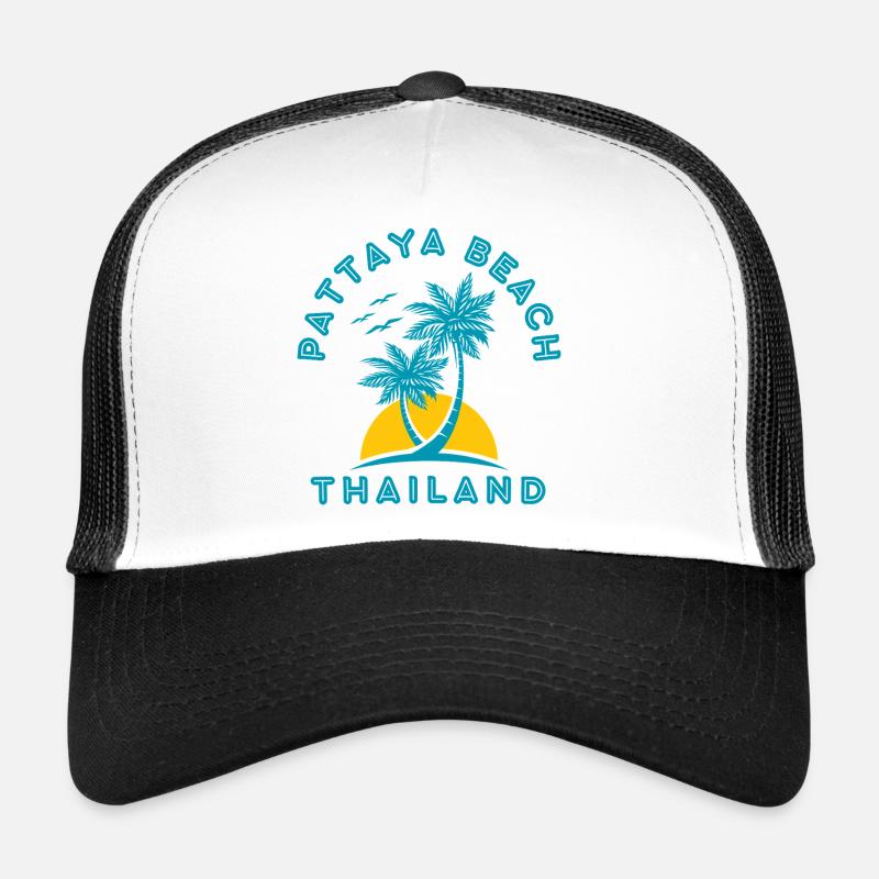 Coucher de soleil de palmier de Pattaya Beach Casquette trucker 