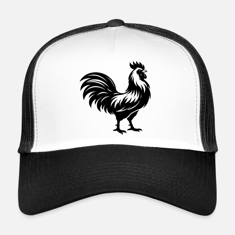 Silhouette du coq - Casquette trucker  - blanc/noir