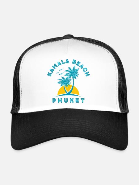 Kamala Beach Phuket Sonnenuntergangspalme - Trucker Cap - Weiß/Schwarz - Vorne
