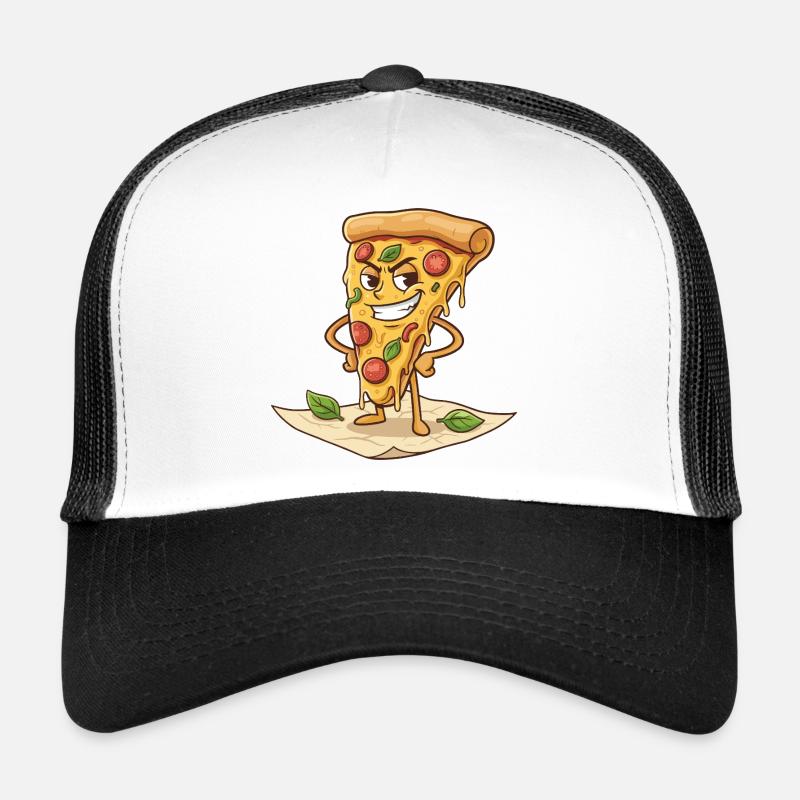 Naughty Pizza Slice Cartoon Trucker Cap