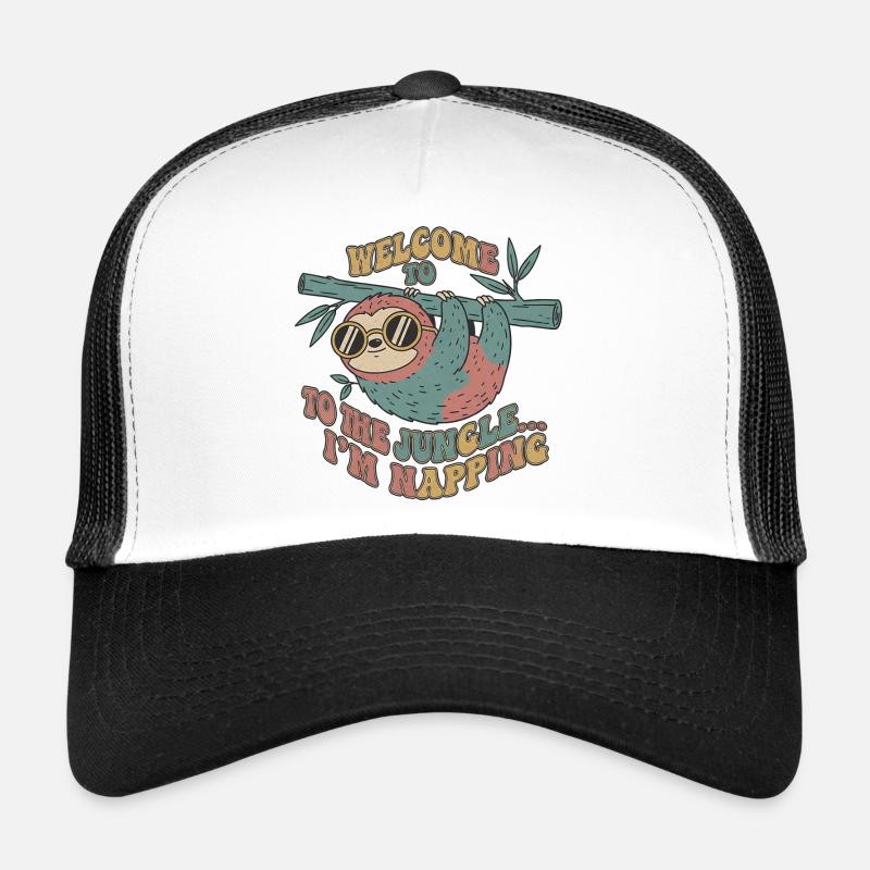 Dschungel-Faultier-Nickerchen - Trucker Cap - Weiß/Schwarz