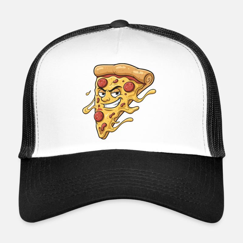 Pizza Slice avec un sourire malicieux Casquette trucker 