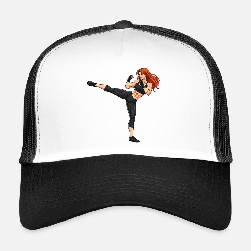 Martial Arts Kickboxer Illustration - Trucker Cap - white/black