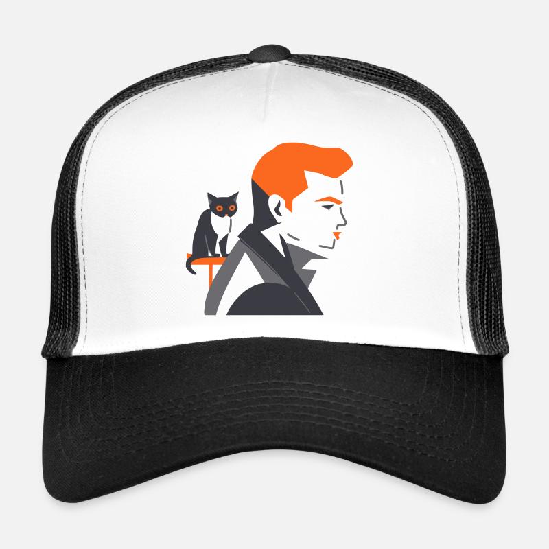 Mann mit Katze - Tusarisa - Trucker Cap - Weiß/Schwarz