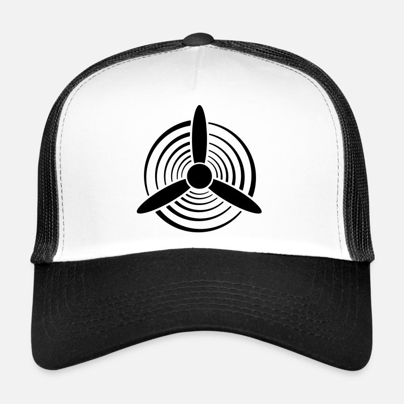Hélice graphique couleur unie - Casquette trucker  - blanc/noir