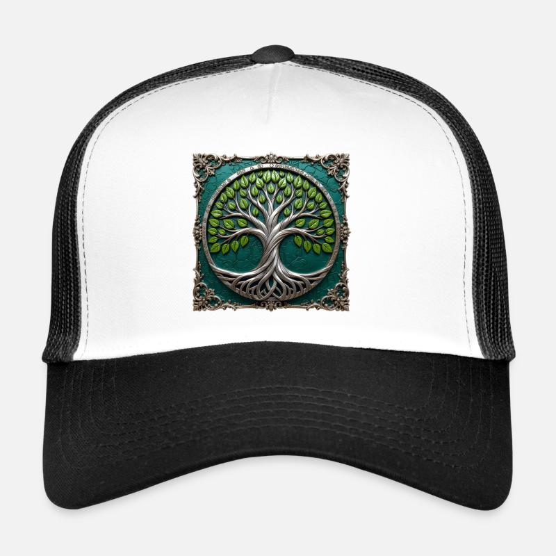 Metallic Circular Tree of Life Trucker Cap