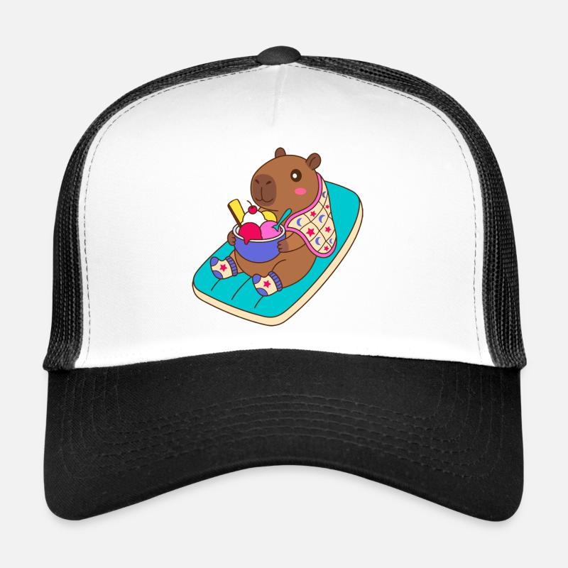 Capibara Sundae sur une plage Float - mode vacances Casquette trucker 