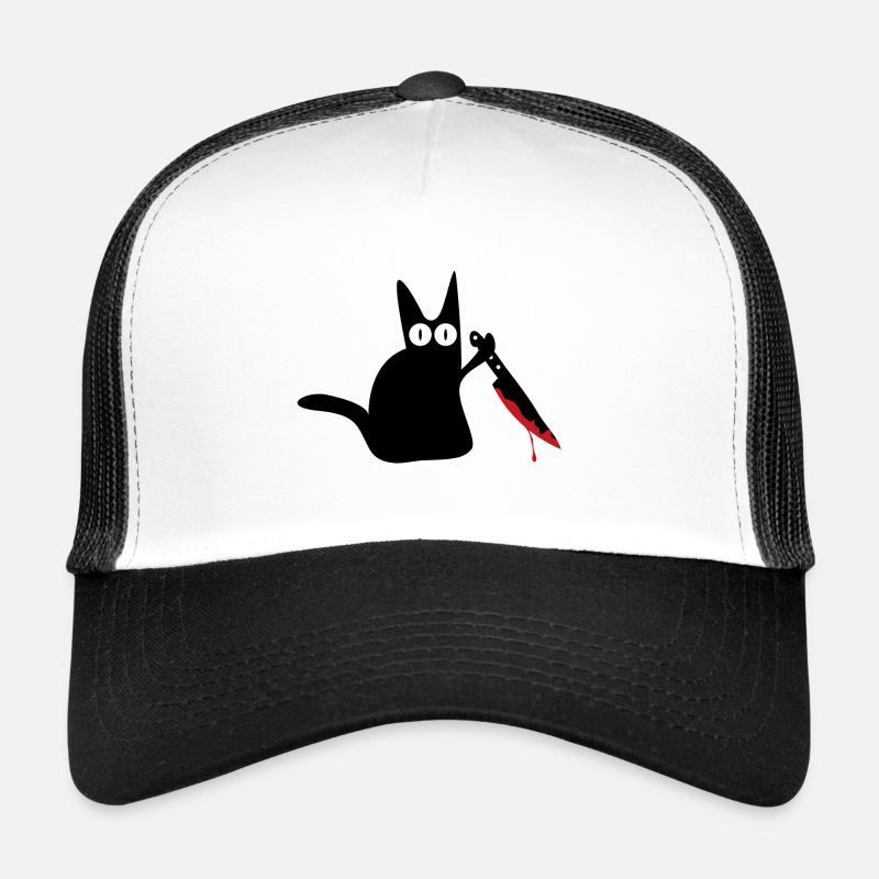 Chat couteau sang Halloween Casquette trucker 