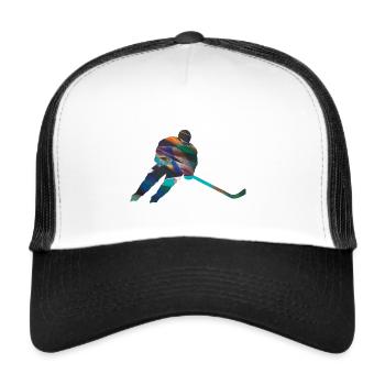 Eiskockey, Hockey, Graffi, bunt - Trucker Cap - Weiß/Schwarz - Vorne