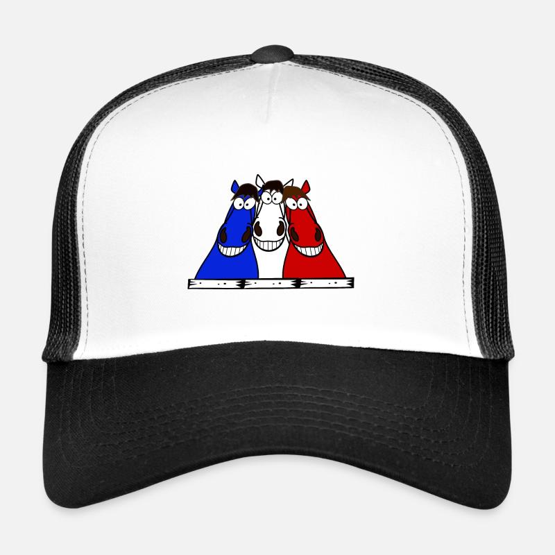 Blau Weiß Rot Pferde Trucker Cap