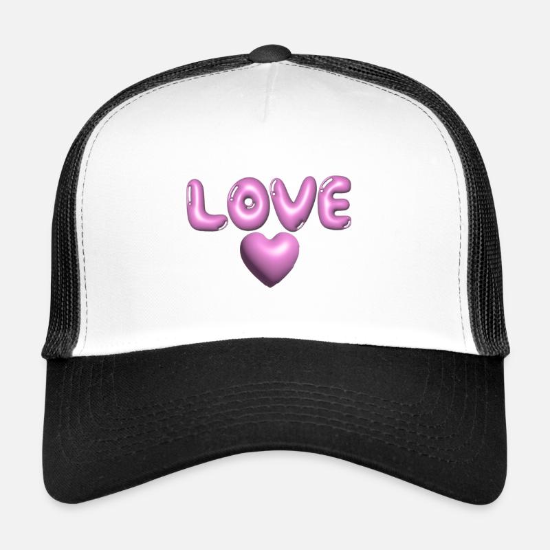 Amour, 3D, Gonflé, Ballon, Rose, Saint-Valentin Casquette trucker 