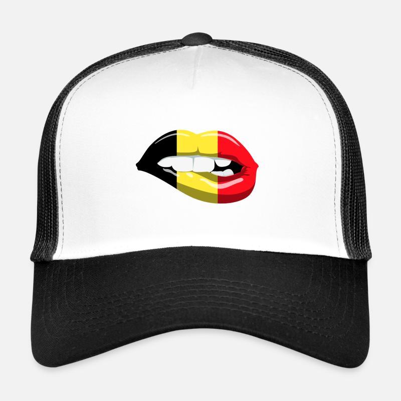 Belgique drapeau lèvres bouche baiser bouche sourire Casquette trucker 