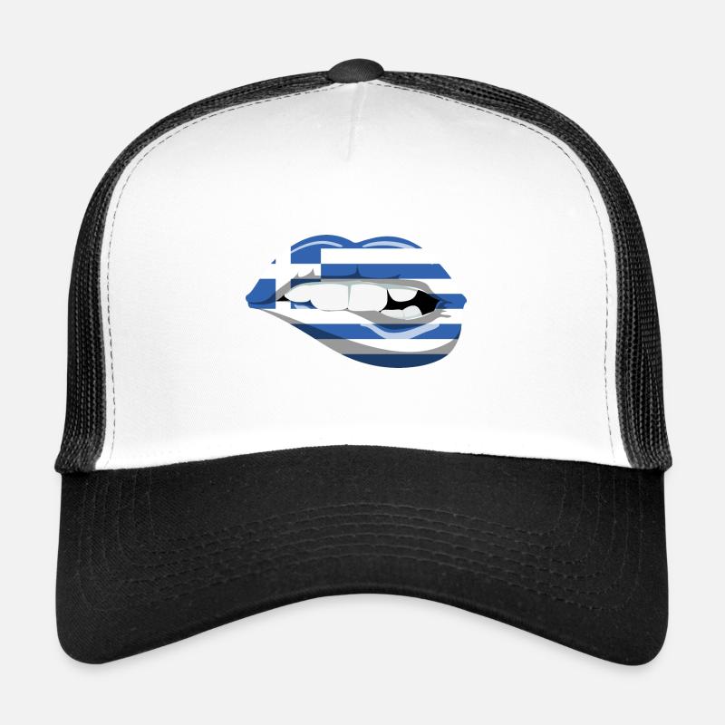 Greece Flag Lips Hellas Athens Crete Kos Trucker Cap