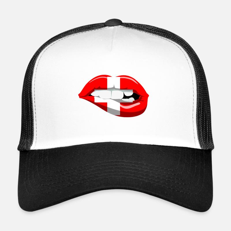 Suisse drapeau lèvres bouche accueil croix Casquette trucker 