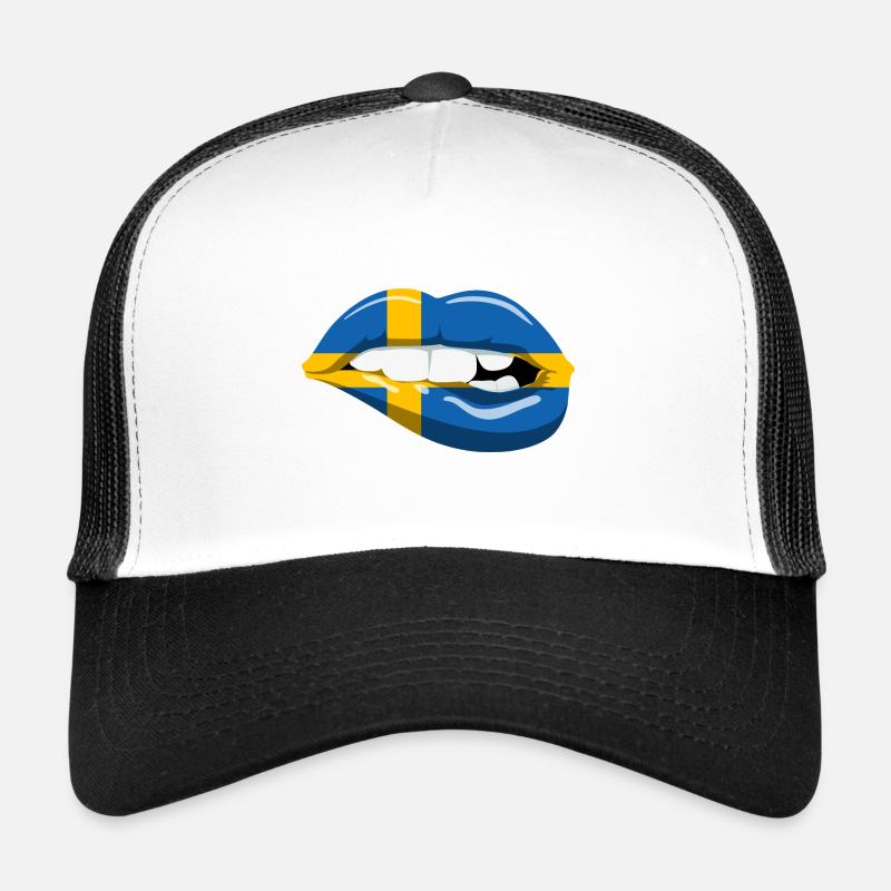 Suède drapeau lèvres Scandinavie vacances bouche Casquette trucker 