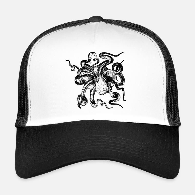 octopus - Trucker Cap - white/black
