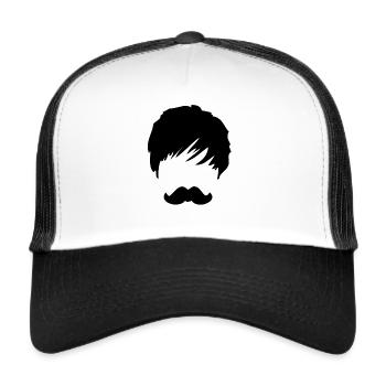 Ein schwarzer Schnauzbart im Gesicht - Trucker Cap - Weiß/Schwarz - Vorne