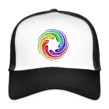Regenbogen 7 Chakra Wirbel Spirale Yoga Symbol - Trucker Cap - Weiß/Schwarz - Vorne