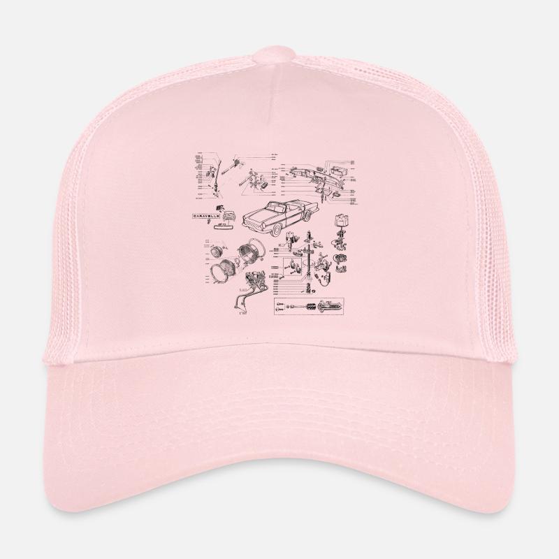 Caravelle vue éclatée noir Casquette trucker 