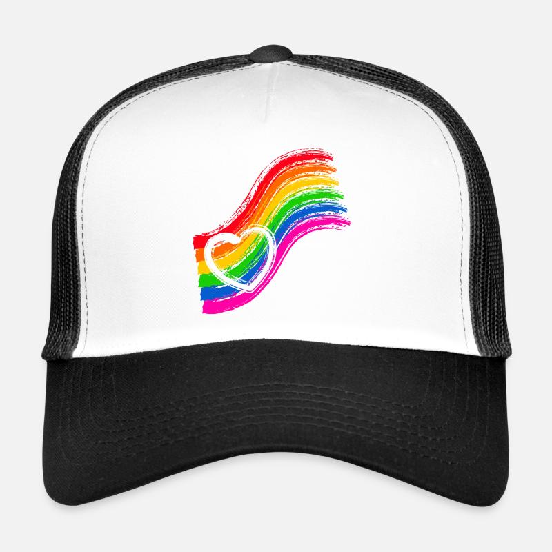 Rainbow pride heart Trucker Cap