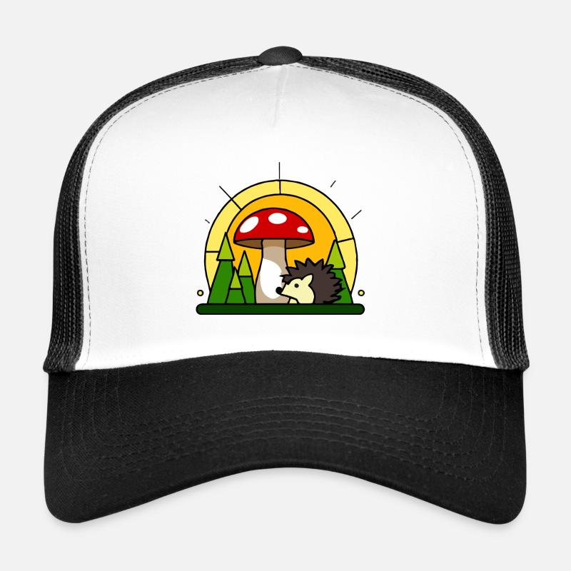 Kleiner Igel unter einen Fliegenpilz Trucker Cap