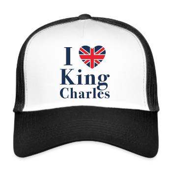 J’aime le roi Charles - Casquette trucker  - blanc/noir - Devant