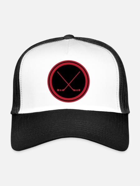 Bâtons de hockey sur glace - Casquette trucker  - blanc/noir - Devant