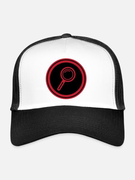 Magnifying glass icon - Trucker Cap - white/black - Front