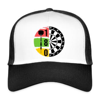 Dart Scheibe 180 - Trucker Cap - Weiß/Schwarz - Vorne