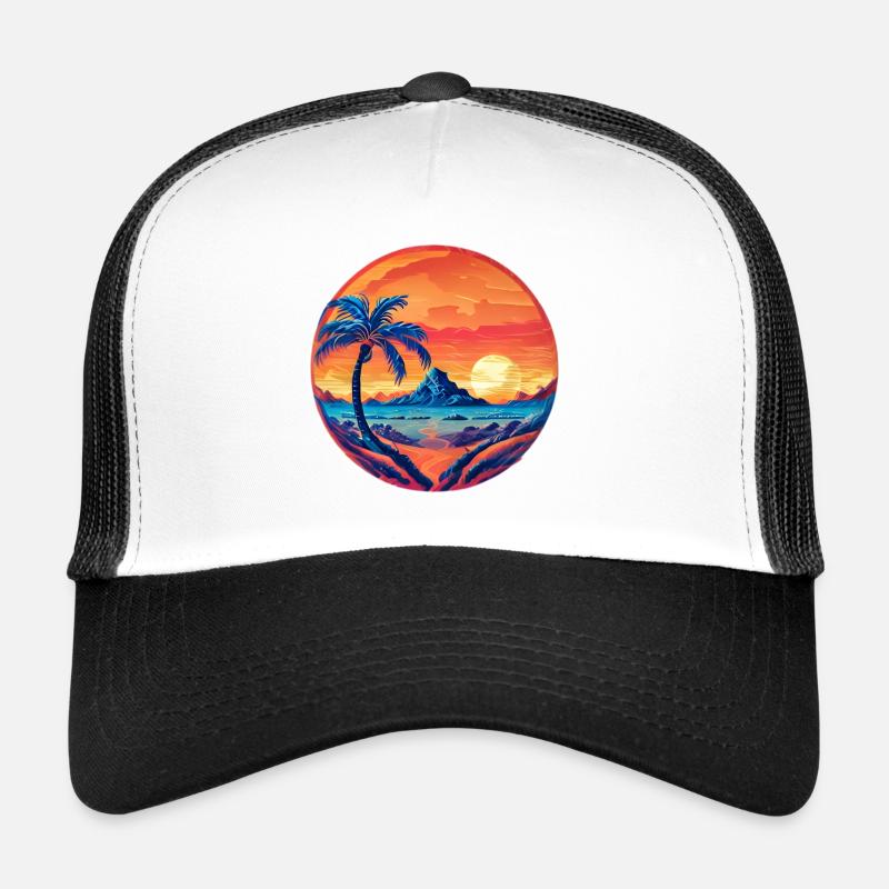 Vintage Beach Landscape complement - Trucker Cap - white/black