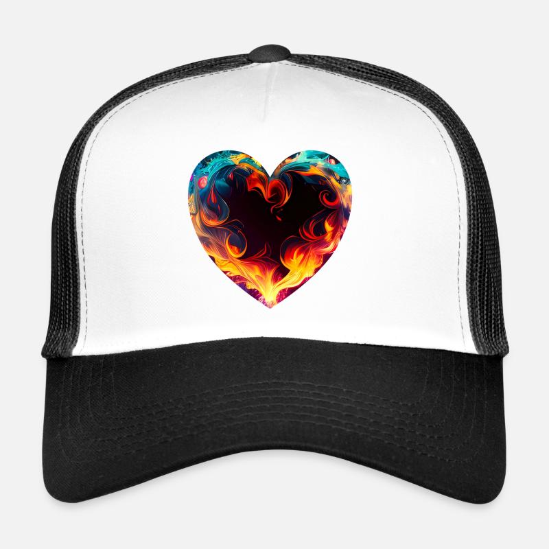 Colorful heart with fire Trucker Cap