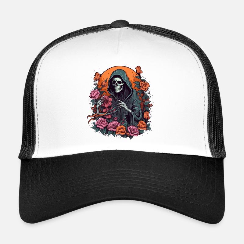 Style de bande dessinée Grim Reaper Casquette trucker 