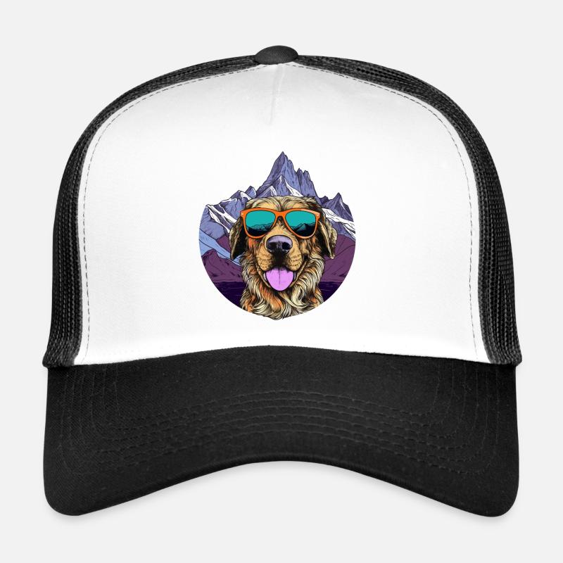 Cooler Hund mit Sonnenbrille - Trucker Cap - Weiß/Schwarz