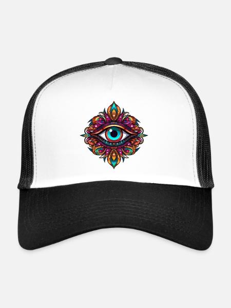 Mandala Third Eye - Trucker Cap - white/black - Front