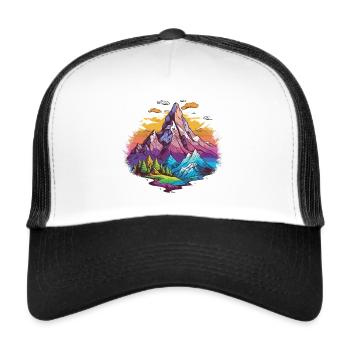 Bunte Berge Outdoor Design - Trucker Cap - Weiß/Schwarz - Vorne