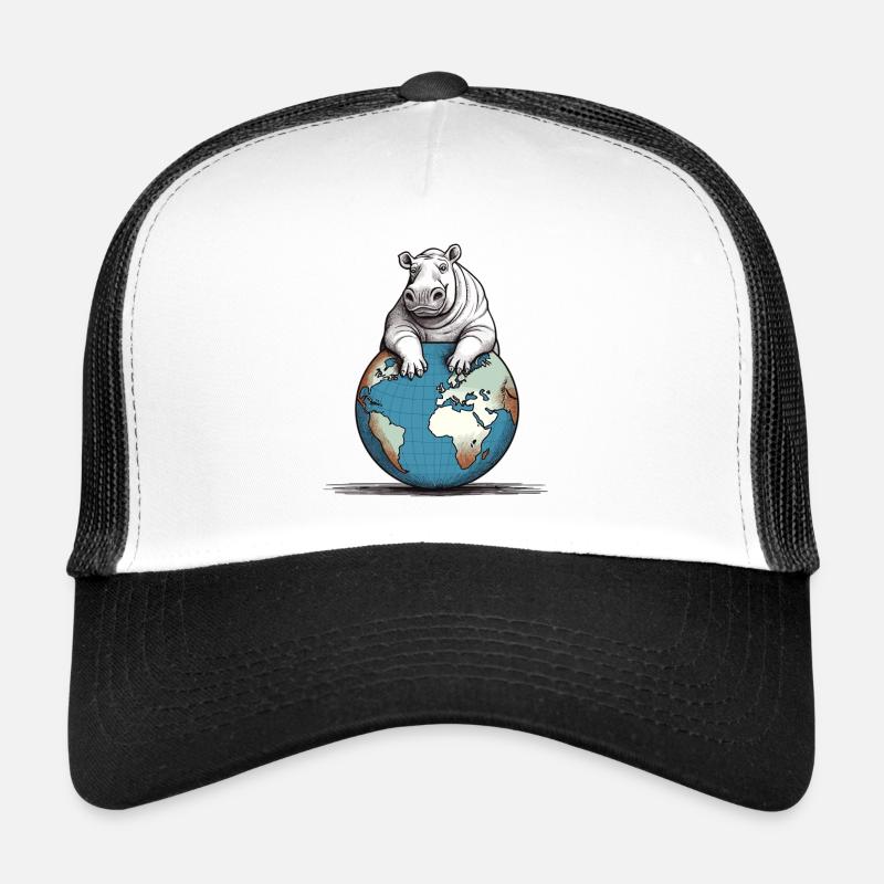 Hippo rules the World! - Trucker Cap - Weiß/Schwarz