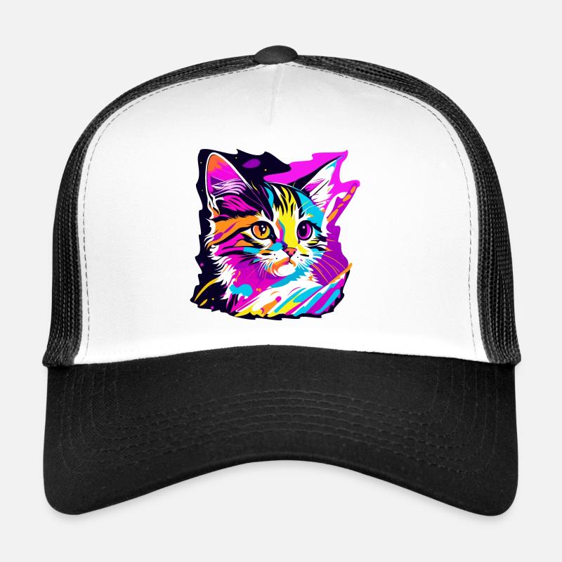 farbige Kätzchen, Katze - Trucker Cap - Weiß/Schwarz