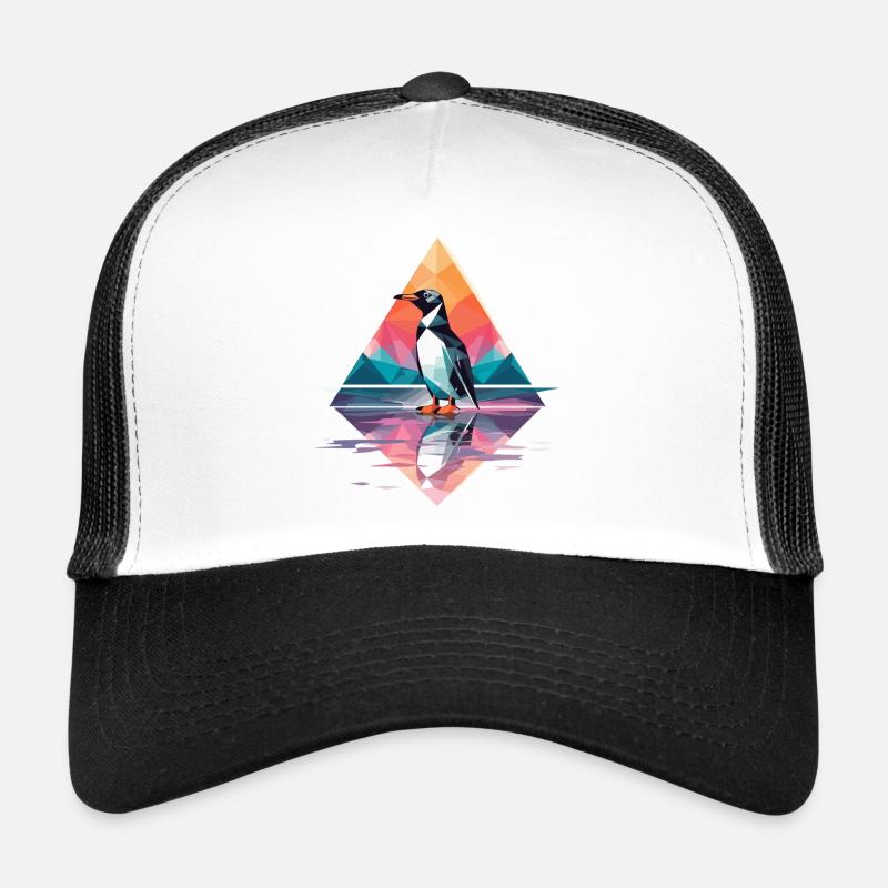 Penguin Polygon - Trucker Cap - white/black