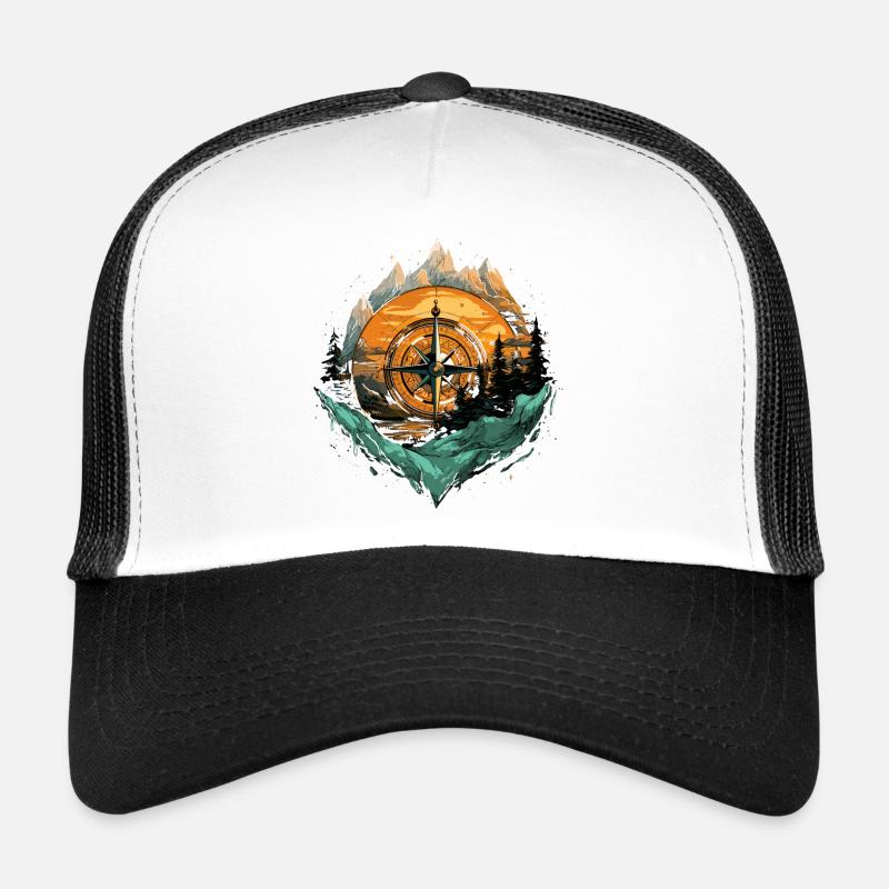 Compass Forest Mountains Trucker Cap