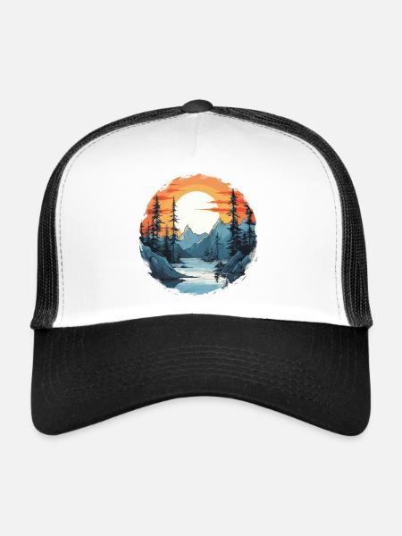 Nature Paysage fluvial - Casquette trucker  - blanc/noir - Devant