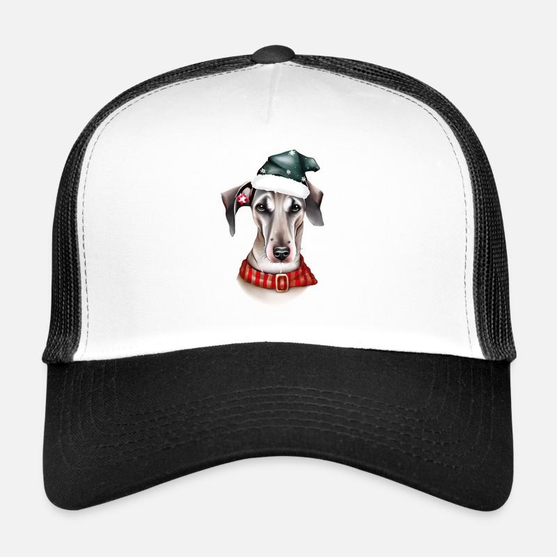 Ein Whippet-Hund im Weihnachtsmannkostüm - Trucker Cap - Weiß/Schwarz