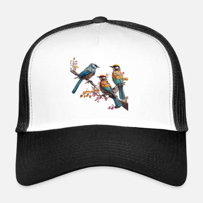 Vögel sitzen auf einem Ast - Trucker Cap - Weiß/Schwarz