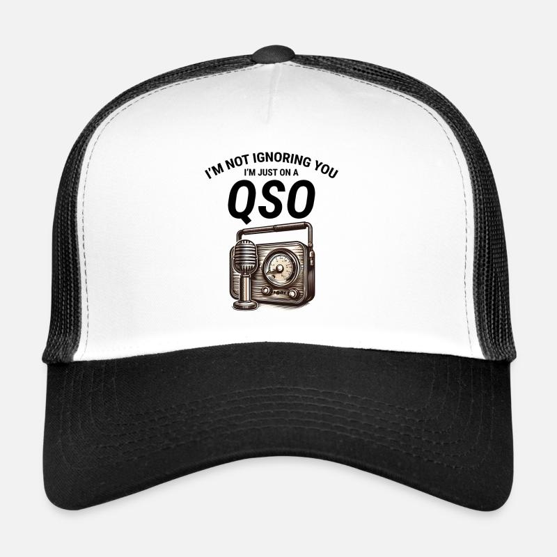 Nostalgischer QSO-Vintage-Amateurfunker Classic - Trucker Cap - Weiß/Schwarz