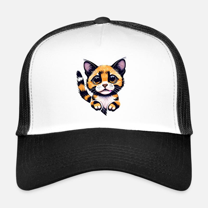 A beautiful orange cat, with its bright coat, - Trucker Cap - white/black