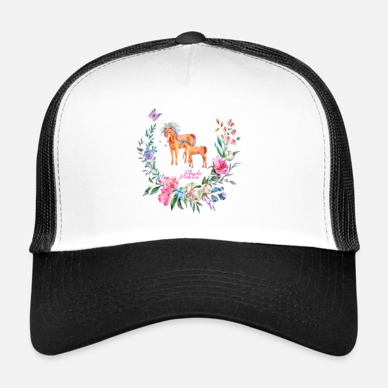 Pferdemädchen Blumentraum - Trucker Cap - Weiß/Schwarz