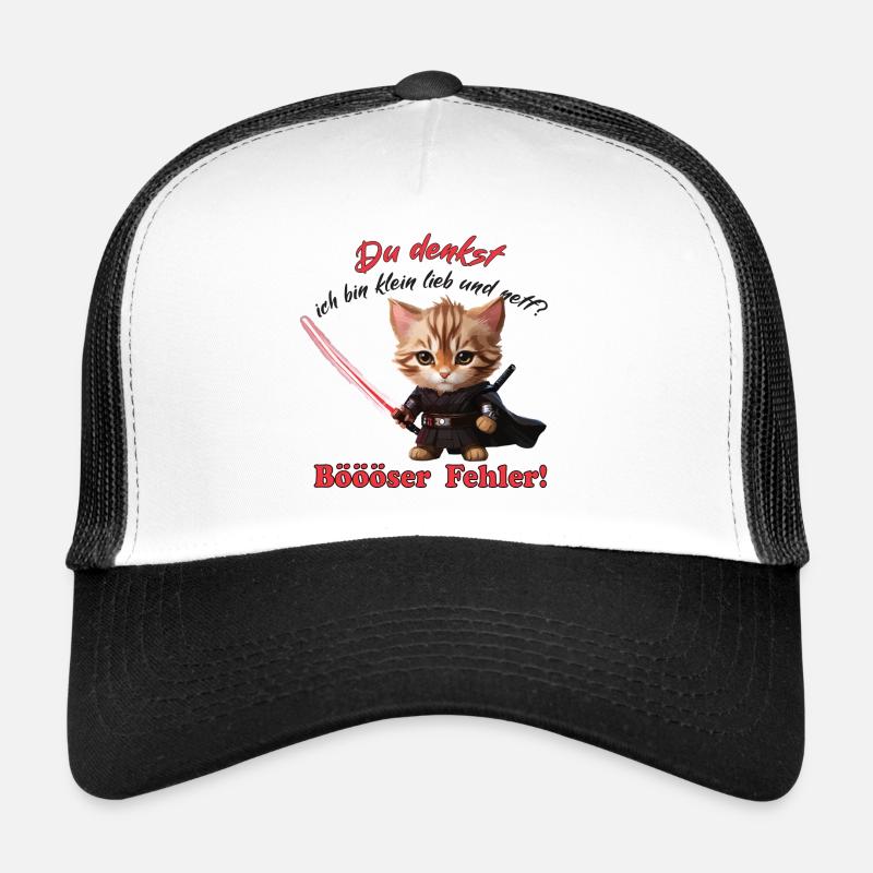 Böser Fehler Lustiger Spruch Katze - Trucker Cap - Weiß/Schwarz
