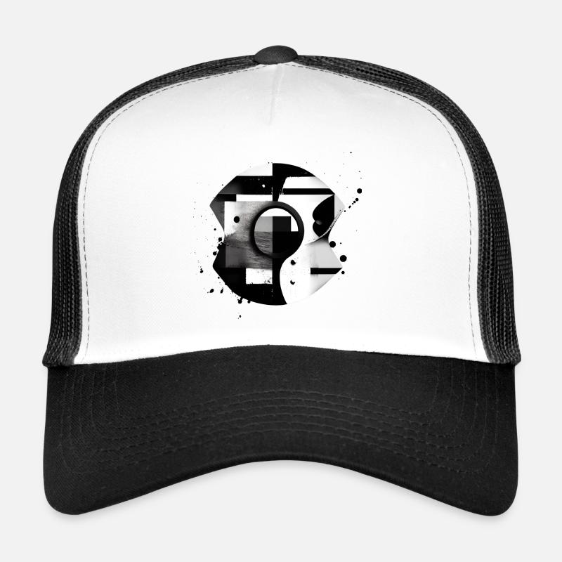 Abstrakte monochrome Kunst, modernes Grafikdesign - Trucker Cap - Weiß/Schwarz